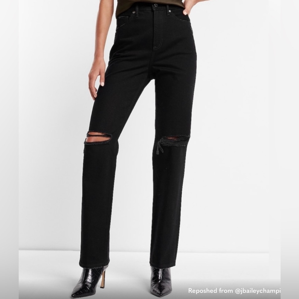 EXPRESS 00 black Mom jeans super high-rise